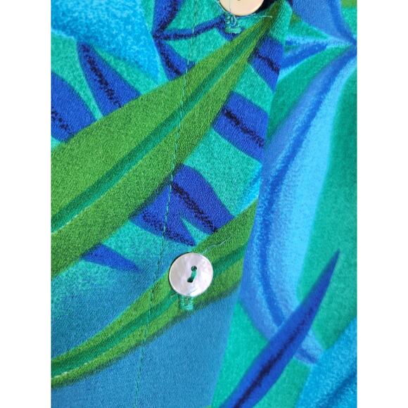 NWT Vtg Leslie Belle Shell buttons Green Blue Botanical Dress & Shirt Size 8 - Picture 10 of 16